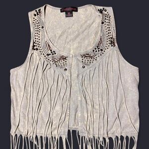 Boho Grunge Grey Studded Vest by Rock N Roll Cowgirl!